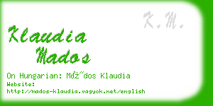 klaudia mados business card